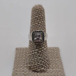 Size 7 Sterling Silver Beautiful Square Cubic Zirconia Ring A2192